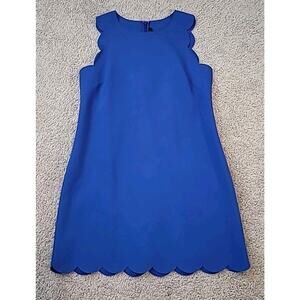 J. Crew Women's Blue Scalloped Shift Dress Size 10 EUC Classic Style